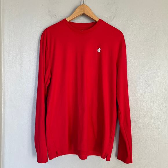 APPLE STORE Shirt Lot of 2 Men's Red Mac Employee Uniform Long Sleeve Tee Size L - Picture 3 of 13